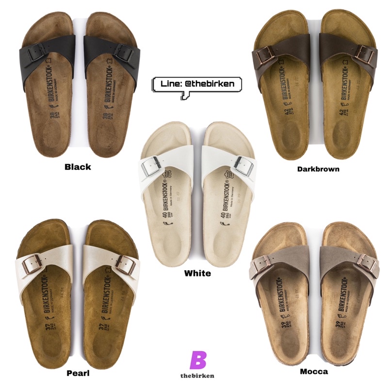 พร้อมส่ง/พรีได้✨Birkenstock ของแท้ Madrid Black/ White/ Darkbrown/ Mocca/ Pearl ดำ ขาว น้ำตาลเข้ม มอ