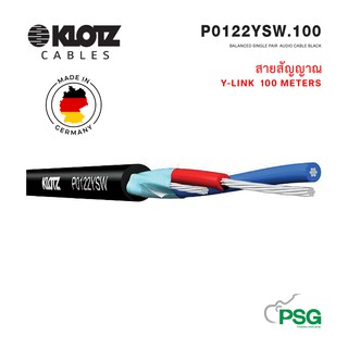 KLOTZ  CABLE  P0122YSW.100  BALANCED SINGLE PAIR  AUDIO CABLE BLACK  Made in Germany สายสัญญาณเสียง