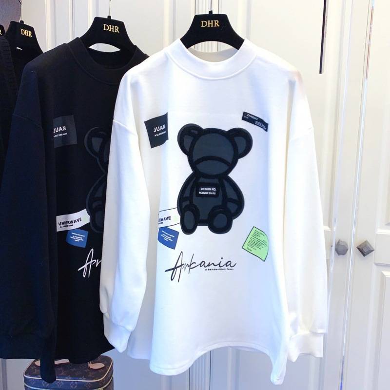 เสื้อกันหนาวลายหมี เสื้อแขนยาว คู่ลายหมี งานปักผ้าคอตตอนแท้ cotton สินค้างานoutlet