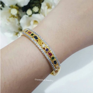 Diamond Bangle  พลอยสวิสแท้ งานฝังเป๊ะ 0382