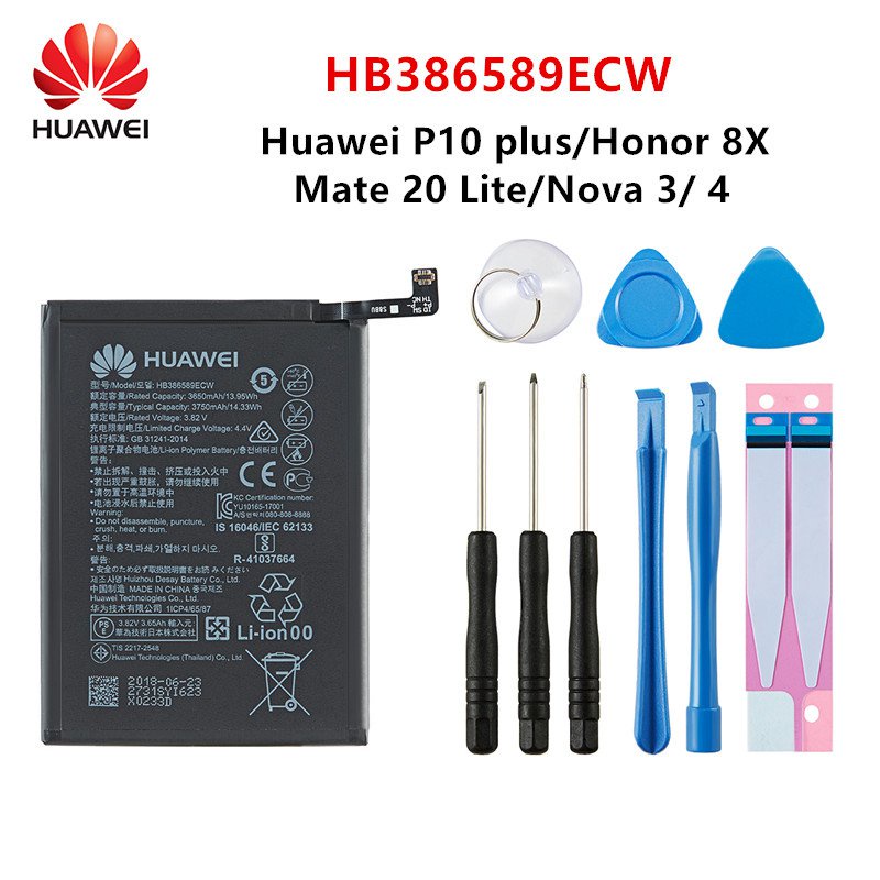 Hua Wei 100% Original HB386589ECW 3750MAh แบตเตอรี่สำหรับ Huawei V10 P10 Plus Honor Play Honor 20S Honor 8X Play Nova 3