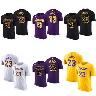 Nike เสื้อยืดกีฬาบาสเก็ตบอล ลาย NBA Gametime Los Angeles LAKERS 23 James Lebron