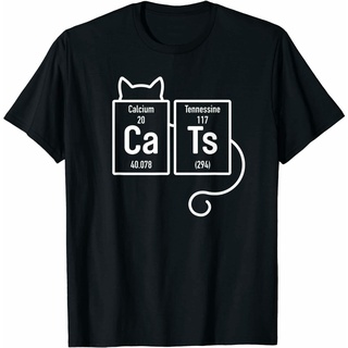 เสื้อยืดผ้าฝ้ายพิมพ์ลายขายดี เสื้อยืด พิมพ์ลาย CaTs over Periodic Table Elements แนวตลก สําหรับวิทยาศาสตร์