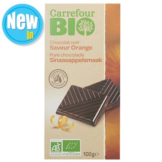 Carrefour Bio Chocolat Noir Saveur Orange 100g.