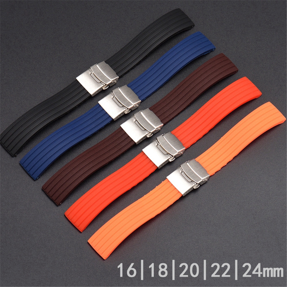 18mm 20mm 22mm 24mm Universal Rubber Sports Silicone Watch Band Watch Strap Wristband Replacement Bracelet（Without connector）