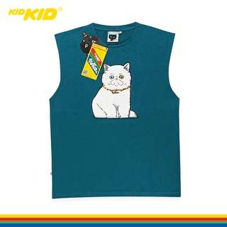 Kidkid(คิดคิด) เสื้อแขนกุด Limited Edition คิดคิด ลายแมวใหญ่ สีน้ำเงิน