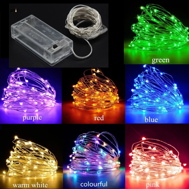 สายไฟหิ่งห้อย LED 3 เมตร ใช้แบตเตอรี่ กันน้ํา สีเงิน สําหรับตกแต่งปาร์ตี้คริสต์มาส งานแต่งงาน