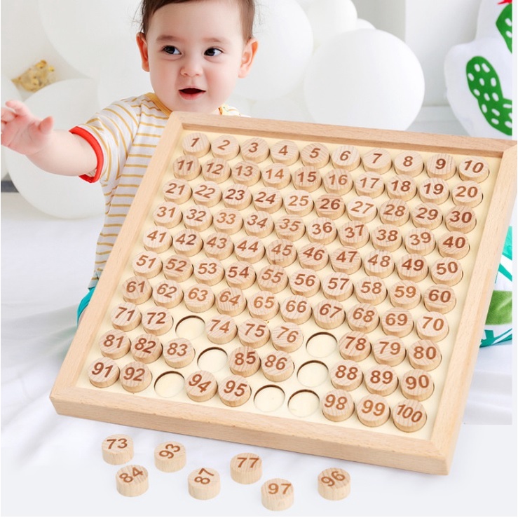 กระดาน 100 ช่อง กระดานคณิตศาสตร์ 2 in 1 สอนสัญลักษณ์ทางคณิตศาสตร์ ฝึกบวกลบ ด้านหลังเป็น 100 number b