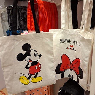 Miniso ถุงผ้า Mickey Mouse &amp; Minnie Mouse กระเป๋าสะพายมิกกี้ กระเป๋ามิกกี้ ถุงผ้ามิกกี้ มิกกี้มินนี่ กระเป๋ามินนี่