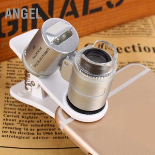 Angel แว่นขยาย 60X เลนส์โทรศัพท์มือถือ กล้องจุลทรรศน์ Led พร้อมคลิป สําหรับ Iphone