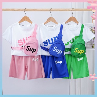 Boys and Girls 2022 new summer childrens three-piece suit summer sports girl Korean style fashionable internet celebrity fashion