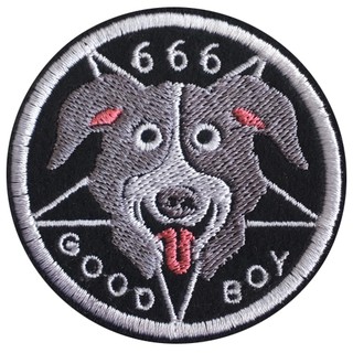 อาร์มปักลาย หัวหมาMr.Pickles Goodboy666 /Size 6*6cm ติดเสื้อติดหมวก ติดสินค้าแฟชั่น งาน DIY เสื้อผ้า งานปักระเอียด No.P7