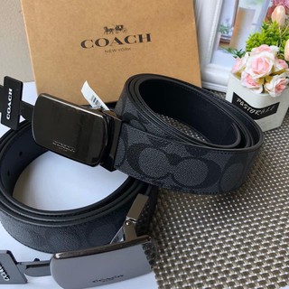 พร้อมส่ง แท้ 🇺🇸 100% New Coach เข็มขัด เส้นใหญ่ รุ่น PLAQUE BUCKLE CUT-TO-SIZE REVERSIBLE BELT 38MM 91286