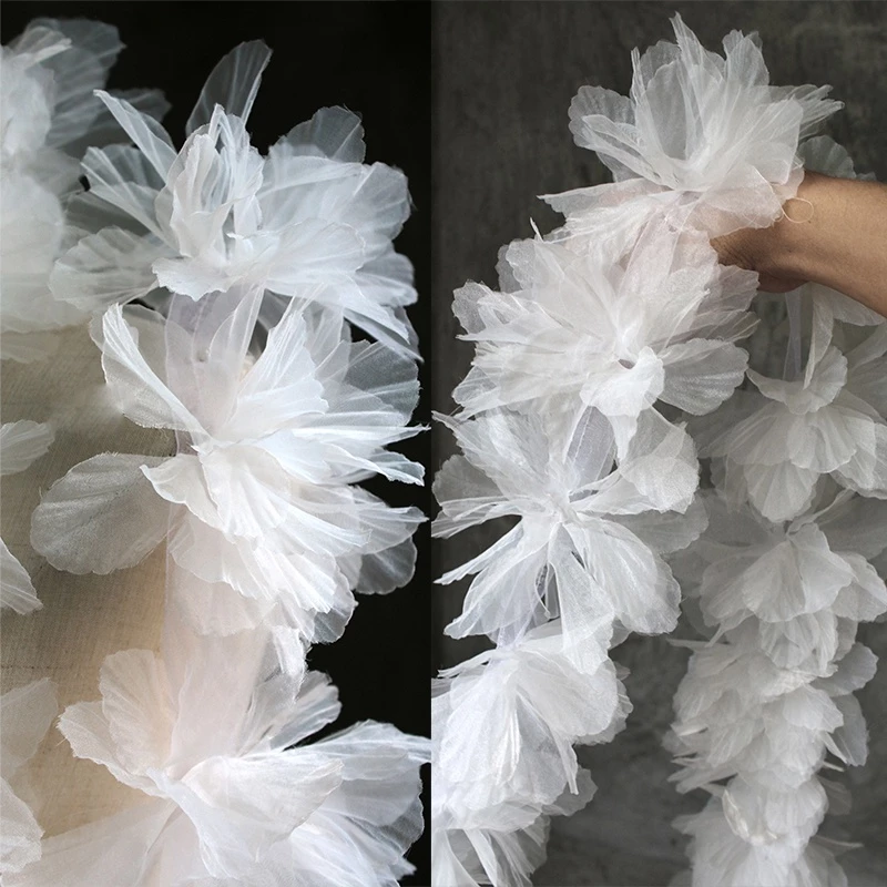ผ้าลูกไม้ ปักลายดอกไม้ 3D สําหรับตกแต่งเสื้อผ้า 10 ชิ้น