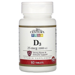 Vitamin D3 25 mcg (1000 IU) (60 Tablets) - 21st Century