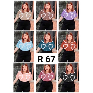 67.R เสื้อสาวอวบกระเป๋าใจคู่ ผ้าฝ้ายผสม