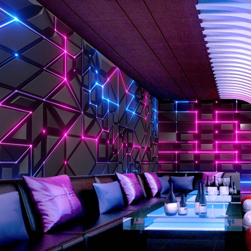 วอลล์เปเปอร์ติดผนัง ลายธีมเทคโนโลยี KTV 3D มีกาวในตัว สําหรับตกแต่งบ้าน
