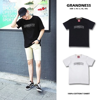 💙DRG💙Grandness เสื้อยืดลายกราฟิก รุ่น GN201-02 ( สีดำ/สีขาว )