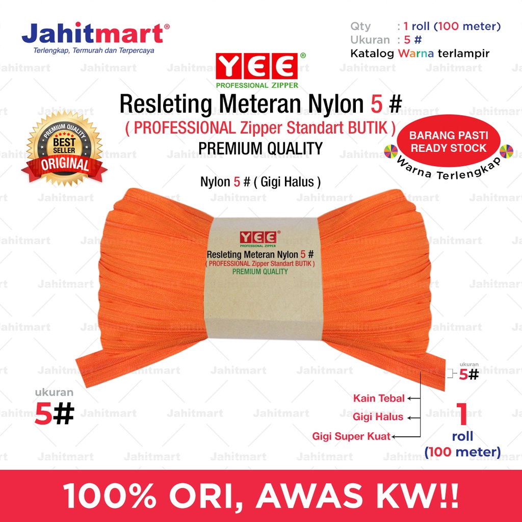 "YEE" ROLL ZIPPER / 5 METER ZIPPER 100 YARDS ต่อม้วน