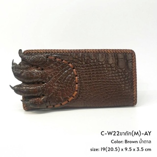 Prang Crocodile Leather Long Bi-fold Wallet กระเป๋าสตางค์สองพับยาว หนังจระเข้ รหัส C-W22ขาถัก(M)-AY