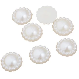 Craft DIY อุปกรณ์เสริม Faux Pearl ดอกไม้ลูกปัด 100 ชิ้นสีขาวงาช้าง Embellishment Pearl ปุ่มเย็บโทรศัพท์มือถืองานแต่งงาน