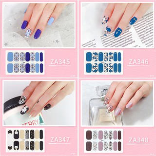 14Pcs/set Creative Pattern Lattice Cat Flower Colorful Waterproof Nail Art Sticker Set