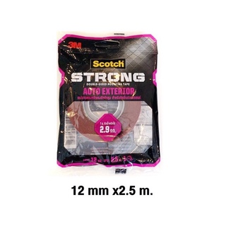 3m เทปแรงยึดสูง สีดำ Scotch Strong Auto Double-Sided Mounting กว้าง 12 มม.x2.5เมตร