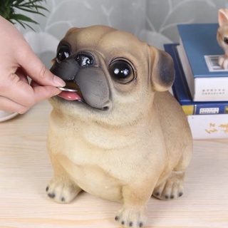 กระปุกออมสิน กระปุกใส่เหรียญ รูปทรงหมาปั๊ก pug dog