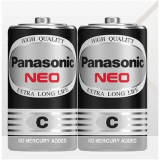 ถ่านไฟฉาย Battery Carbon Zink Neo สีดำ size"C" Panasonicแท้ กล่องละ24ก้อน