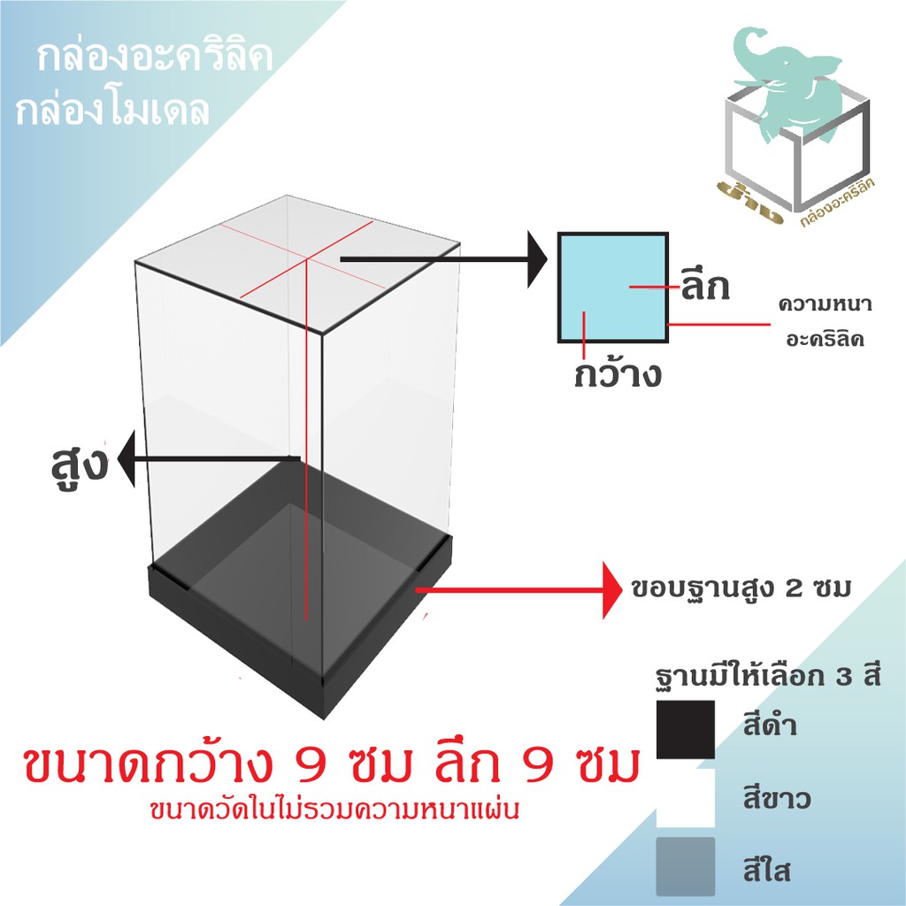 สินค้าพร้อมจัดส่ง กล่องอะคริลิคขนาด 9cmx9cm กล่องใส่โมเดล โชว์โมเดล ใส่สินค้า ป้องกันฝุ่น กล่องโมเดลอะคริลิค ราคาถูก