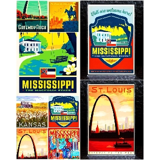 แม่เหล็กติดตู้เย็น มิสซูรี่ มิสซิสซิปปี อเมริกา อะครีลิค 2×3 นิ้ว Souvenir Acrylic Fridge Magnet Missouri Mississippi  A