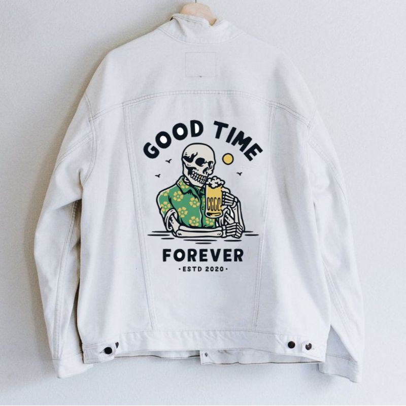 Good Time Aesthetic Jeans Jacket/Thicken Jeans Jacket/Unisex/สไตล ์ เกาหลี/Latest Jacket/Jacket