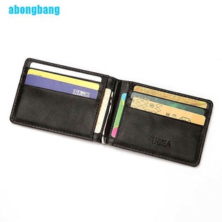 Abongbang RFID กระเป๋าสตางค์หนัง แบบพับสองทบ มีช่องใส่บัตรเครดิต สําหรับผู้ชาย