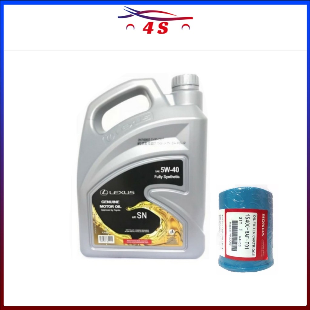 LEXUS 5W-40 น้ํามันเครื่องสังเคราะห์แท้พร้อมกรองน้ํามัน Honda (4L)