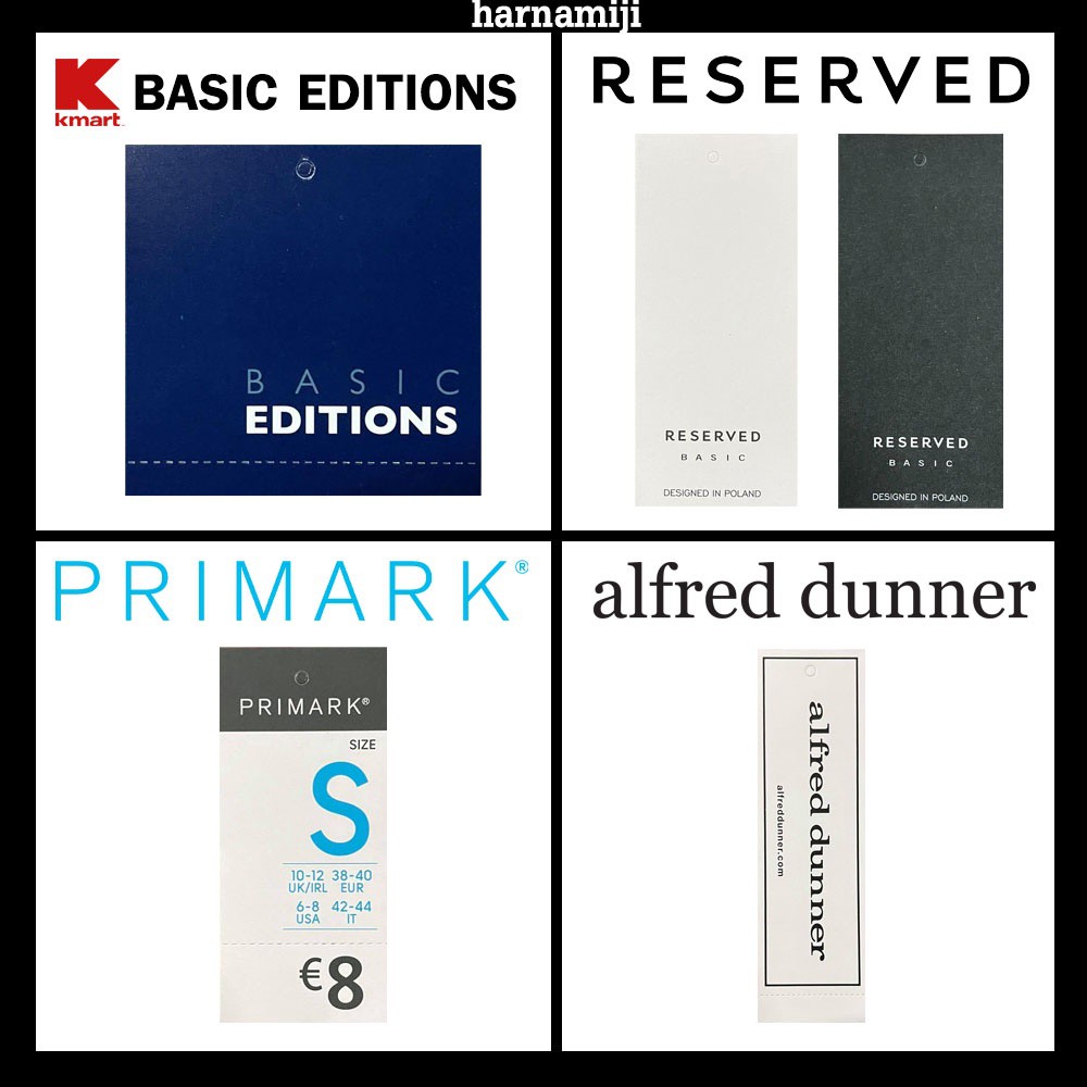 ilu∈♠♂#Co-tags08 ป้ายห้อย BASIC EDITIONS ,RESERVED ,PRIMARK ,alfred dunner  ป้าย ป้ายเสื้อ ป้ายอื่นๆ