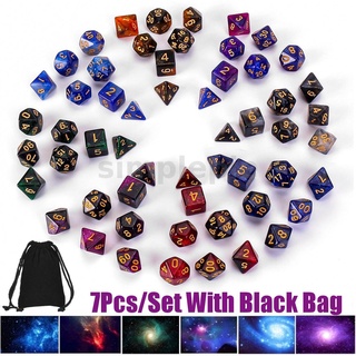 ลูกเต๋า หลายเหลี่ยม 7 ชิ้น / ชุด สําหรับเกม Dungeons Dragons D20 D12 D10 D8 D6 D4
