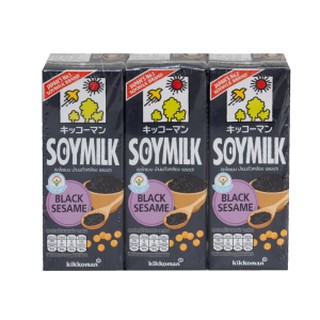 นมถั่วเหลืองผสมงาดำ KIKKOMAN SOY MILK BLACK SESAME 200ml Pack3