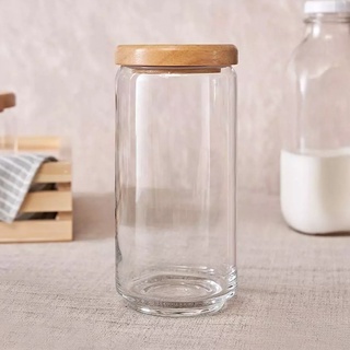 AMORN- (Ocean) B02536G0001 Pop jar wooden lid [1กล่อง(6ใบ)]- ขวดโหลป๊อปจา ขวดโหลป๊อปจาวูเด้น ขวดโอเชี่ยนกลาส jar 1,000ml