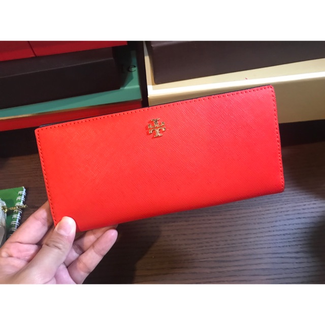 Brandnew💕 กระเป๋าสตางค์ Tory Burch ของแท้💯สีส้มแจ๊ด