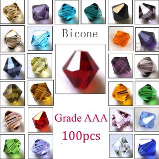 แหล่งขายและราคาลูกปัดคริสตัล ขนาด 4 มม. ทรง bicone faceted สําหรับทําเครื่องประดับ 100 ชิ้นอาจถูกใจคุณ