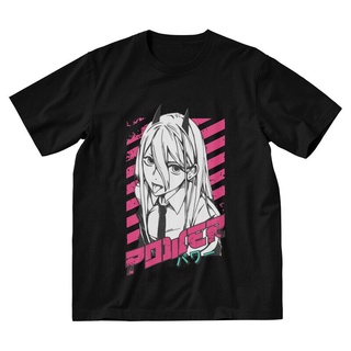 เสื้อยืดผ้าฝ้ายพรีเมี่ยม เสื้อยืดแขนสั้น ผ้าฝ้าย 100% พิมพ์ลายอนิเมะ Power Chainsaw Man สไตล์ฮาราจูกุ สําหรับผู้ชาย