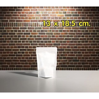 ถุงคราฟท์ สีขาวทึบ มีซิปล็อค ตั้งได้ ขนาด 13X18.5 ซม. (50ใบ)