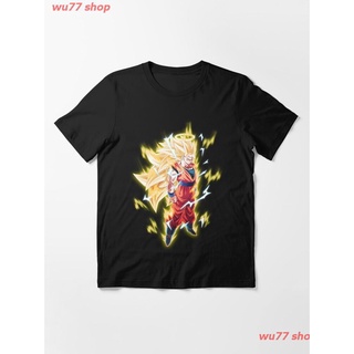 New Goku Supā Saiyajin 3 Essential T-Shirt เสื้อยืดพิมพ์ลายการ์ตูนมังงะ ดผ้าเด้ง คอกลม cotton ความนิยม sale Unisex