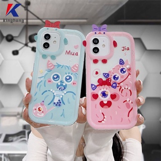 เคสโทรศัพท์มือถือ TPU แบบนิ่ม ลายการ์ตูนมอนสเตอร์ 3D ประดับโบว์ สีชมพู สีฟ้า สําหรับ Compatible For IPhone  14 7 Plus 11 6 6S 8 Plus XR 11 12 13 PRO MAX 11 12 13 mini X XS MAX Se 2020 6SPlus 7Plus 6Plus 8Plus XSMAX