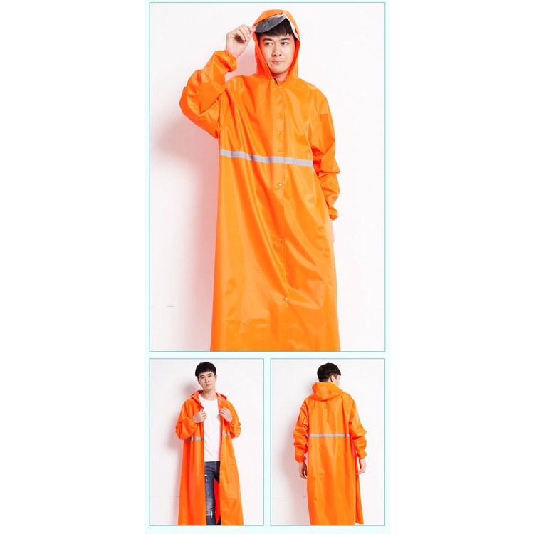 ชุดกันฝน สีสันเสื้อกันฝนยาว มีแถบสะท้อนแสง รุ่น หมวกติดเสื้อแบบหนา  เสื้อกันฝนแบบพกพาผู้ใหญ่ Waterproof Rain Suit ราคา ถูกที่สุด ดีลบีเคเค แกลเลอรีภาพที่ 7