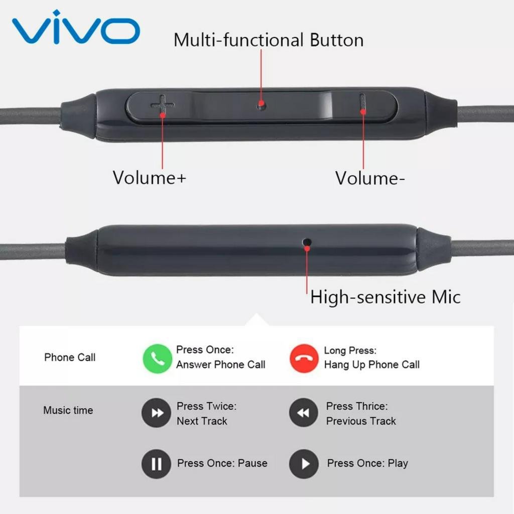 หูฟัง สมอลทอล์ค VIVO In-Ear AUX 3.5mm. วีโว่ อินเอียร์ เบสนุ่มหนัก เสียงดี ปุ่มเล่น-หยุดเพลง-เพิ่ม-ลดระดับเสียง Y12s - รูปที่ 2