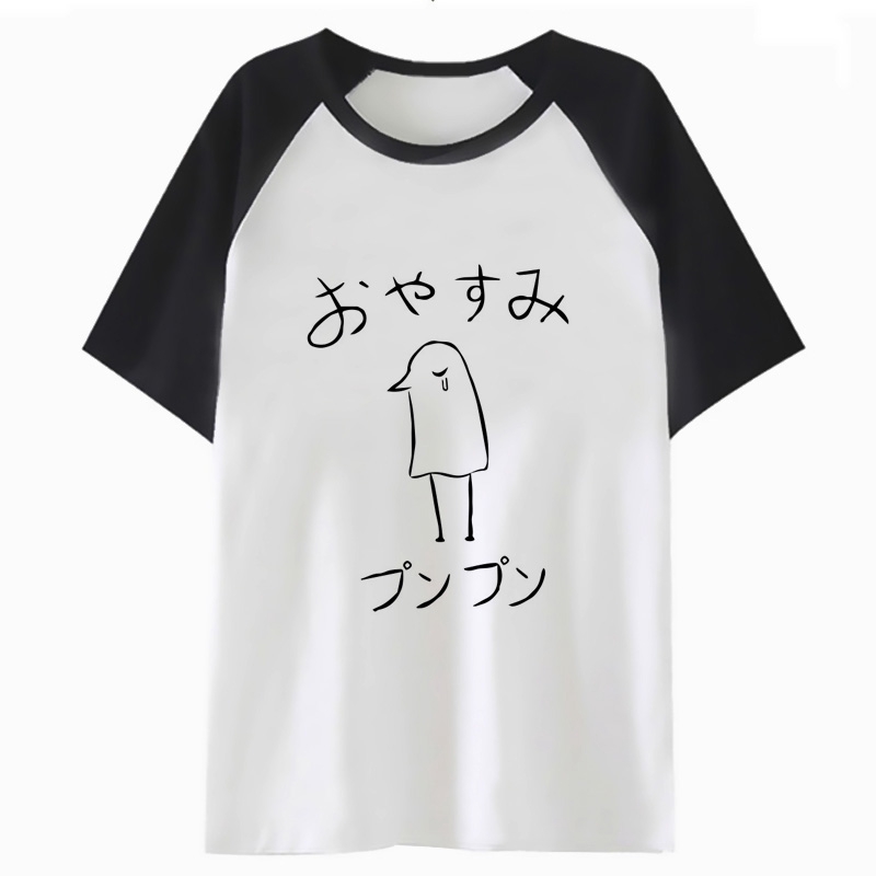 Oyasumi punpun 2018 ใหม่สบายๆแฟชั่นดอกไม้พิมพ์เสื้อยืด pakaian short Slee
