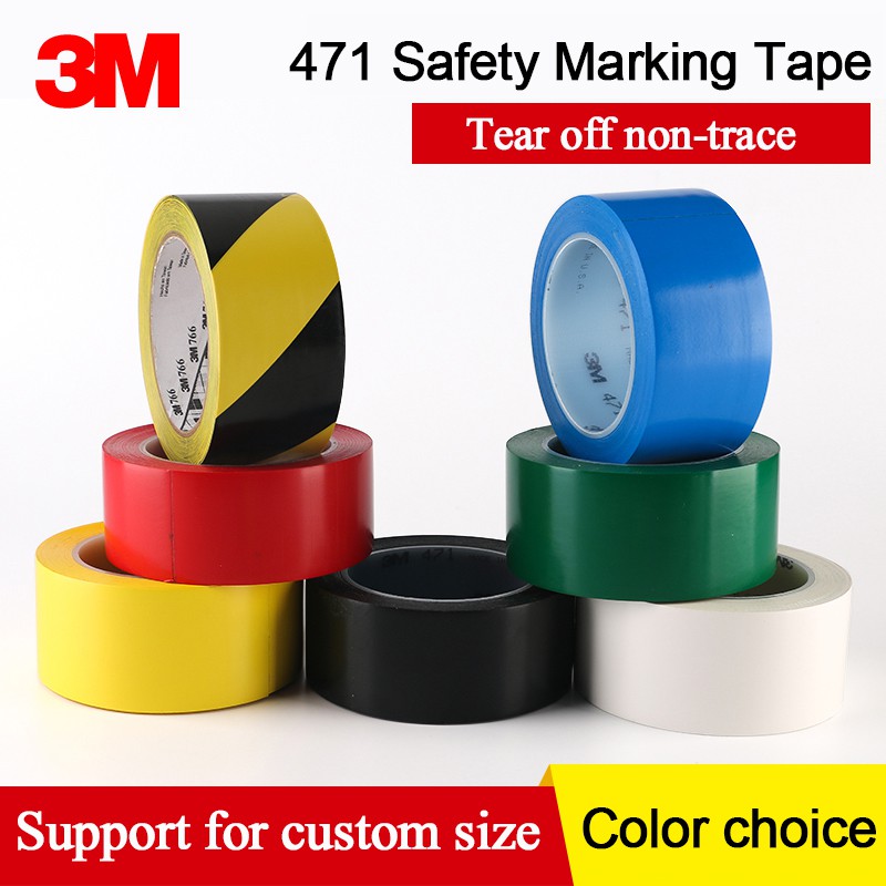 3M 471 เทปทําเครื่องหมายพื้น PVC/เทปเข้ารหัสความปลอดภัย/เทปเตือนอันตราย (50MMX33M)