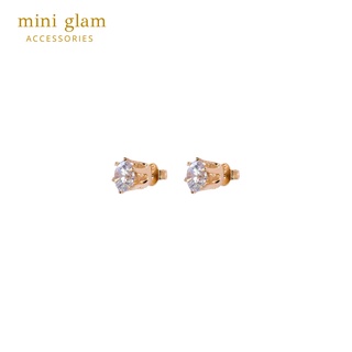 Miniglam Crown CZ Stud Earrings ต่างหูมงกุฎเพชรคริสตัล (6mm)