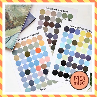 MUIMISC ♥ มากกว่า 10 แบบ สติ๊กเกอร์วงกลม  Round sticker สี earthtone โทนม่วง สติ๊กเกอร์สี พร้อมส่งในไทย ไม่รอนาน